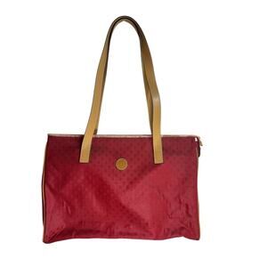 VTG Fendi Red FF Monogram Nylon Tote Bag Italy – Wear Trim – Rare Logo Zip